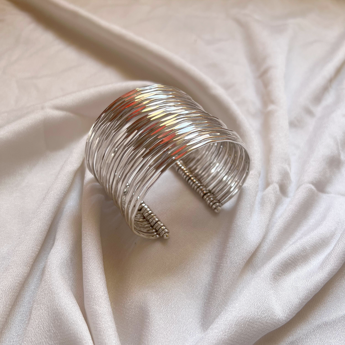 Silver Bangle Brass Adjustable Bracelet