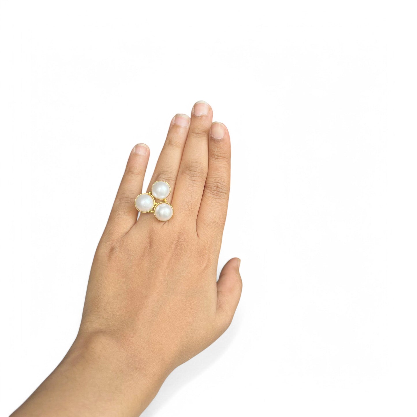 Opal Tide Brass Adjustable Ring