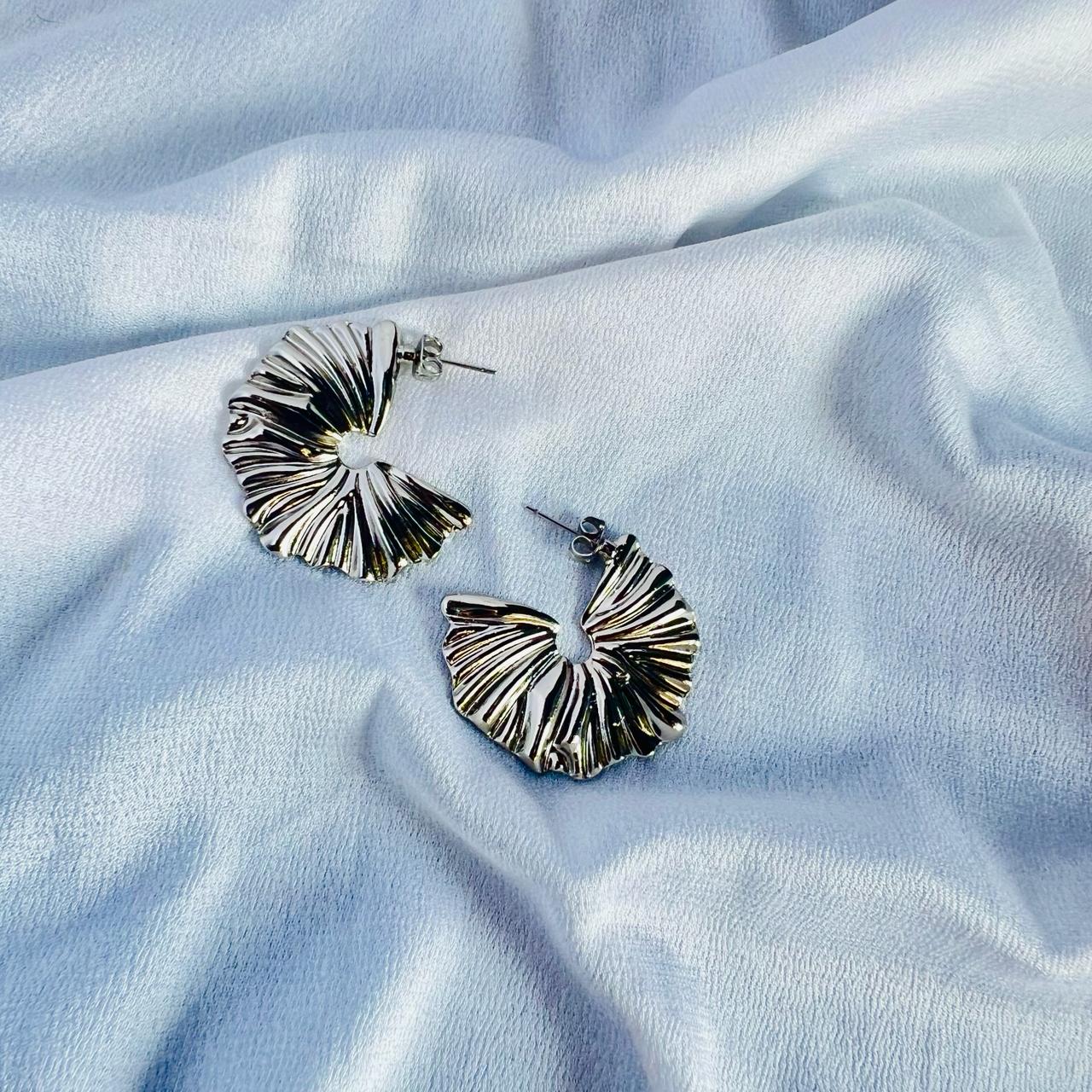 Silver Petal Hoops