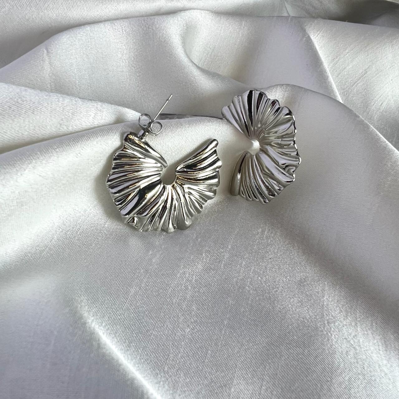 Silver Petal Hoops
